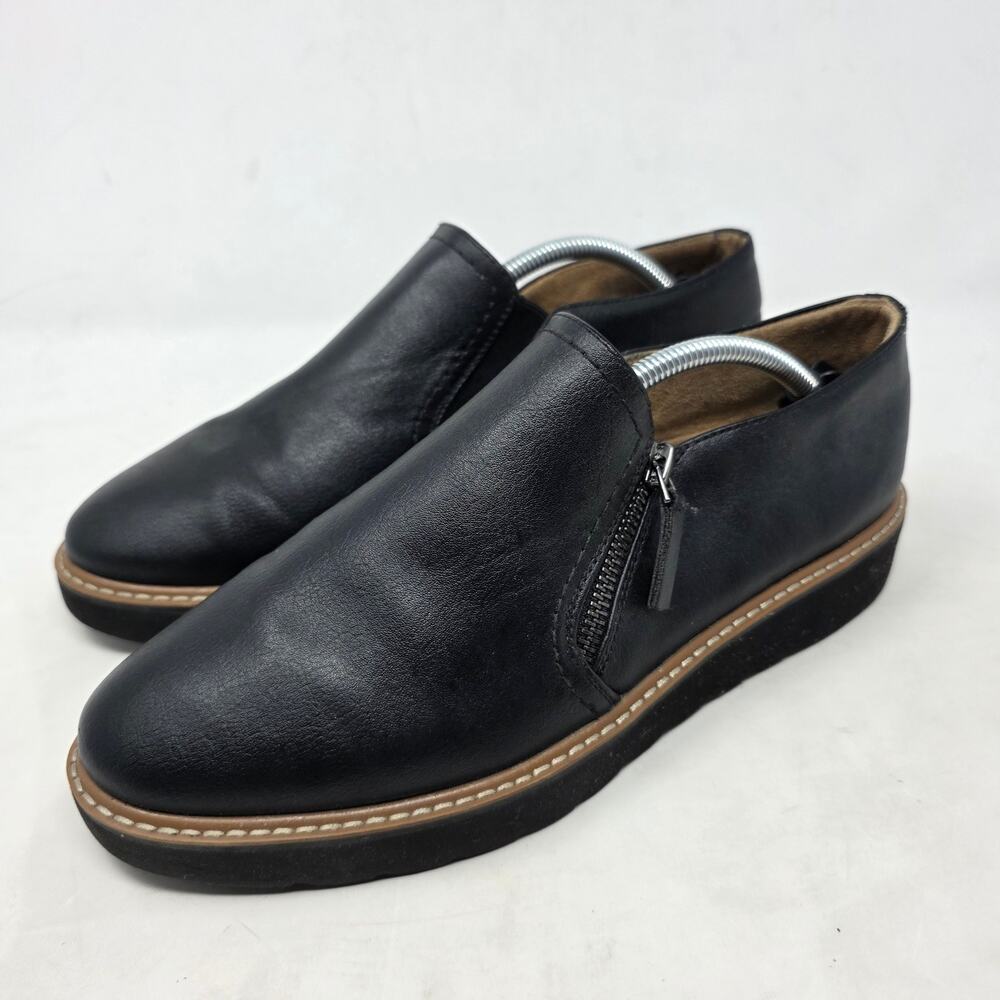 Naturalizer Black Leather Side Zip Comfort Loafers Womens Size 9